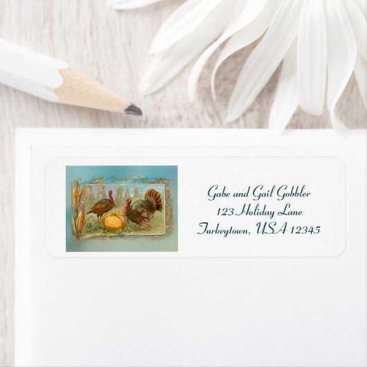 Thanksgiving kalkoenen en pompoen Etiket (Insitu)