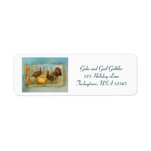  Thanksgiving kalkoenen en pompoen Etiket