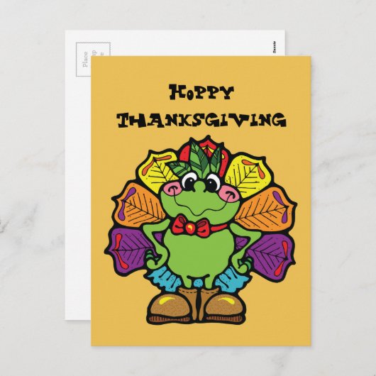 Thanksgiving kalkoenkikker feestdagenkaart (Voorkant / Achterkant)