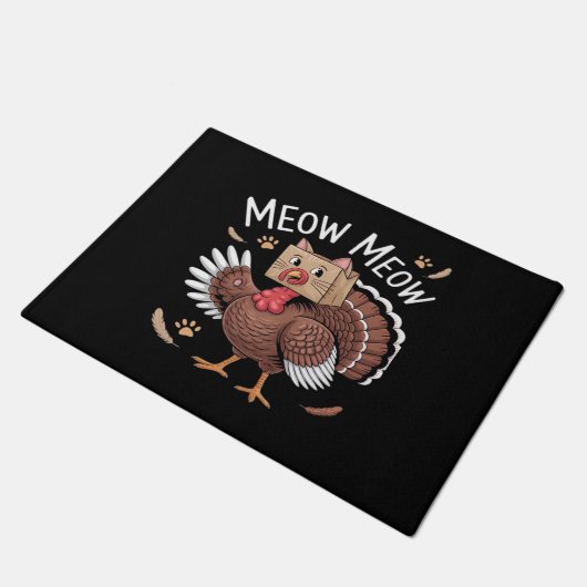 Thanksgiving Kat Funny Fake Cat Meow Thanksgiving Deurmat (Schuin)