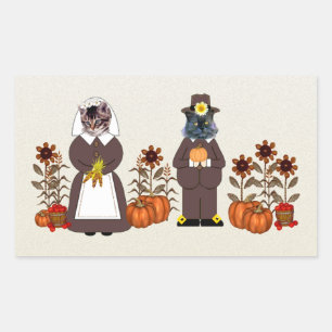 Thanksgiving Katten Rechthoekige Sticker