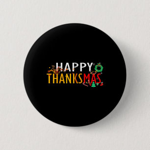 Thanksgiving Kerstmis Happy Thanksmas Ronde Button 5,7 Cm