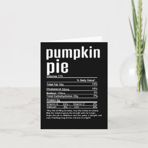 Thanksgiving kerstpompoen Pie Nutritional Fac Kaart
