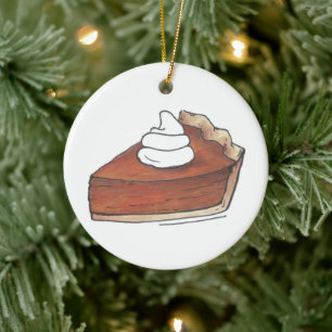 Thanksgiving kerstpompoen Pie Slice Dessert Keramisch Ornament