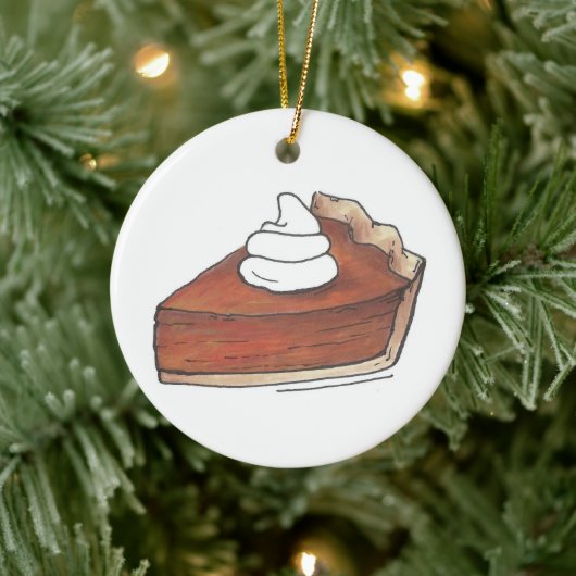 Thanksgiving kerstpompoen Pie Slice Dessert Keramisch Ornament (Boom)