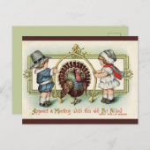  Thanksgiving Kinder Turkije Wishbone Briefkaart (Voorkant / Achterkant)