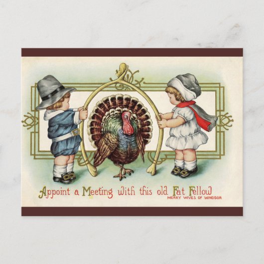  Thanksgiving Kinder Turkije Wishbone Briefkaart (Voorkant)