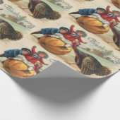 Thanksgiving Kinderen met pompoen, Turkije Cadeaupapier (Hoek)