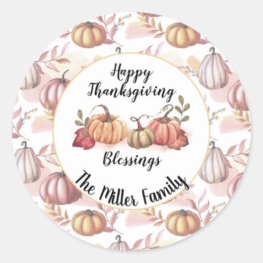 Thanksgiving klassieke ronde sticker (Voorkant)