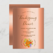 Thanksgiving - koperuitnodiging voor het diner briefkaart (Voorkant / Achterkant)