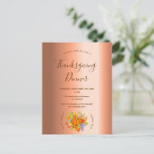 Thanksgiving - koperuitnodiging voor het diner briefkaart (Staand voorkant)