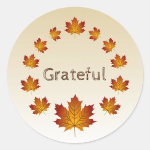 Thanksgiving Krans Dankbaar Eenvoudige Esdoorn Bla Ronde Sticker