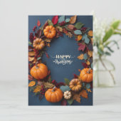 Thanksgiving Krans - Herfst Oogst CelInvitation Kaart (Staand voorkant)