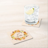 Thanksgiving krans vierkante kartonnen onderzetter (Insitu)