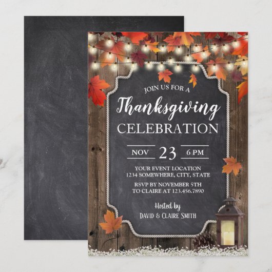 Thanksgiving  Lantaarn Rustic Barn Wood Kaart (Voorkant / Achterkant)