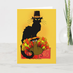 Thanksgiving le chat noir met turkije feestdagen kaart