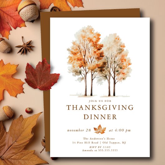 Thanksgiving Leafy Gathering Invitation Kaart