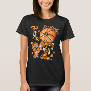 Thanksgiving Leerleraar Leven Pumpkin Love Leopard T-shirt