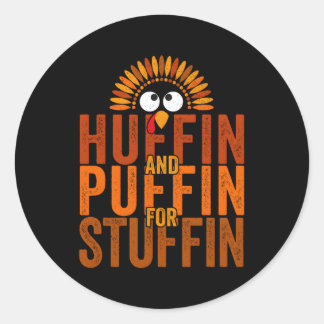 Thanksgiving leidt Turkije trot Huffin en Puffin v Ronde Sticker