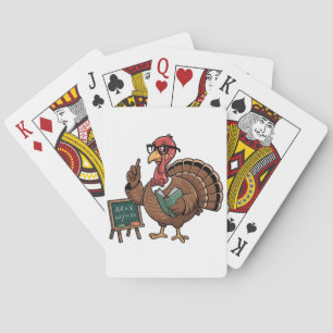 Thanksgiving Leraar Kalkoen Onderwijs Gobbler Pokerkaarten