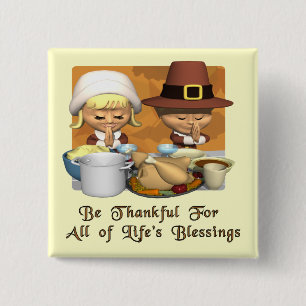 Thanksgiving: Levenszolen Vierkante Button 5,1 Cm