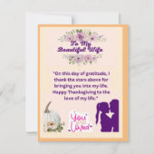 Thanksgiving liefde voor mijn mooie vrouw feestdagenkaart (Voorkant)