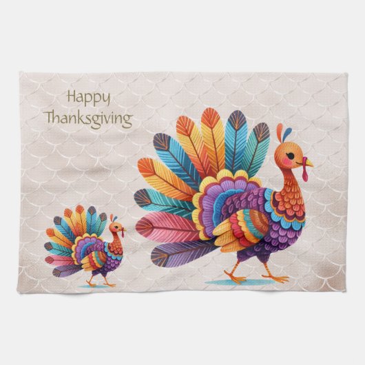Thanksgiving Lumineuses Plumes Turquie Serviette d (Horizontal)