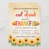 Thanksgiving Lunch Potluck eet Drink geeft Bedankt Kaart (Voorkant / Achterkant)