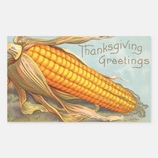 Thanksgiving maïssticker rechthoekige sticker (Voorkant)