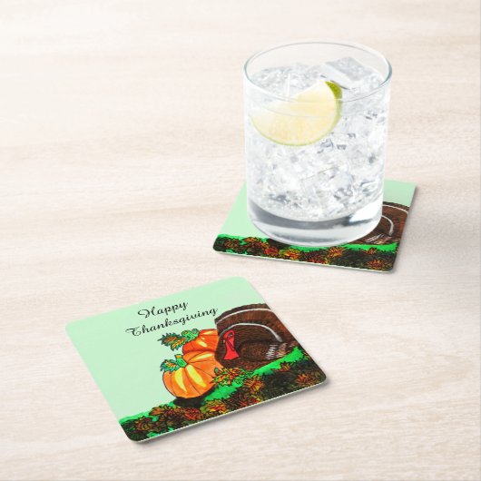 THANKSGIVING MAJESTIC TURKEY VIERKANTE KARTONNEN ONDERZETTER (Insitu)