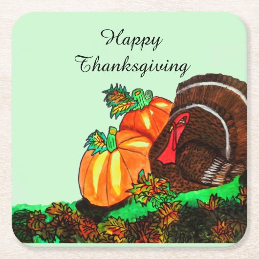 THANKSGIVING MAJESTIC TURKEY VIERKANTE KARTONNEN ONDERZETTER (Voorkant)