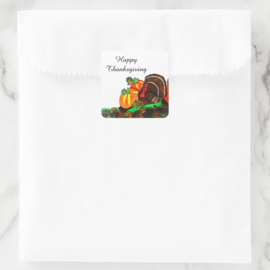 THANKSGIVING MAJESTIC TURKEY VIERKANTE STICKER (Tas)