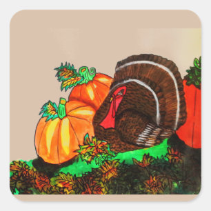 THANKSGIVING MAJESTISCHE TURKIJE VIERKANTE STICKER