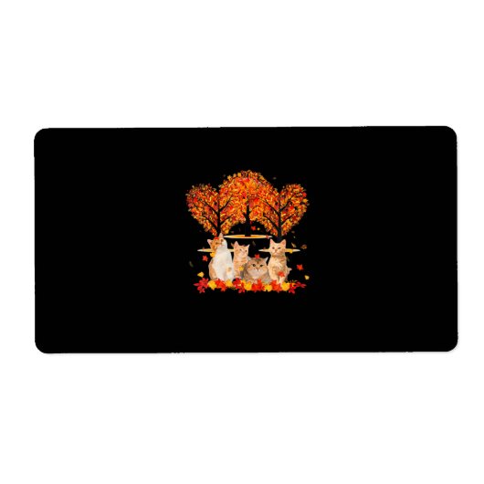 Thanksgiving Maple Cat Heart Shape Tree Leaf Etiket (Voorkant)