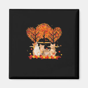 Thanksgiving Maple Cat Heart Shape Tree Leaf Magneet