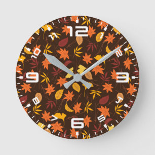 Thanksgiving Maple Leaves Pattern Ronde Klok