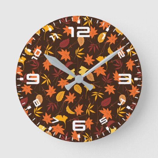 Thanksgiving Maple Leaves Pattern Ronde Klok (Voorkant)