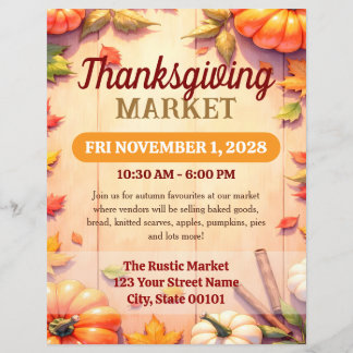 Thanksgiving Market Autumn Event Flyer Template