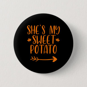 Thanksgiving Matching Couples Ze is mijn zoete aar Ronde Button 5,7 Cm