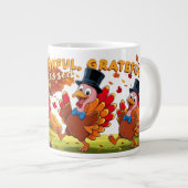 Thanksgiving met dankbaarheidscitaten extra grote beker (Voorkant rechts)