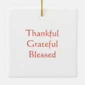 Thanksgiving met dankbare gebluste naam keramisch ornament (Achterkant)