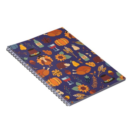 Thanksgiving met een naadloos patroon met notitieboek (Rechterzijde)