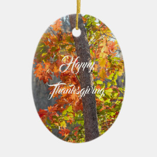 Thanksgiving met herfstthema keramisch ornament