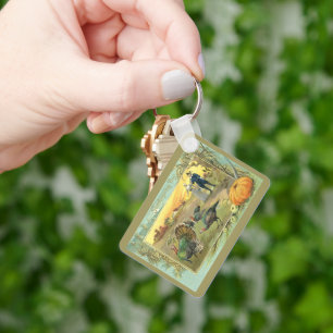  Thanksgiving met kalkoenen en pelgrims Sleutelhanger