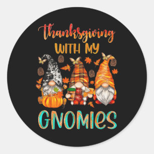 Thanksgiving met mijn kabouters Herfst seizoen pom Ronde Sticker