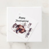 THANKSGIVING MICE STEAL TURKEY label cadeau (In situ)