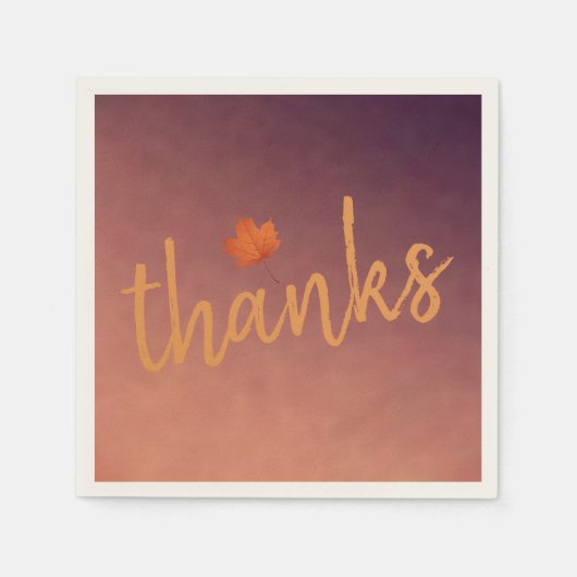 Thanksgiving Modern Script Oranje herfstblad Servet (Voorkant)