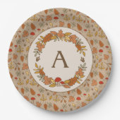 Thanksgiving Monogram Gepersonaliseerd Papieren Bordje (Voorkant)