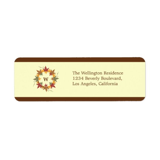 Thanksgiving Monogram WreatReturn Address Label (Voorkant)