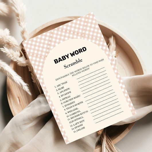 Thanksgiving mot scramble baby shower carte de jeu